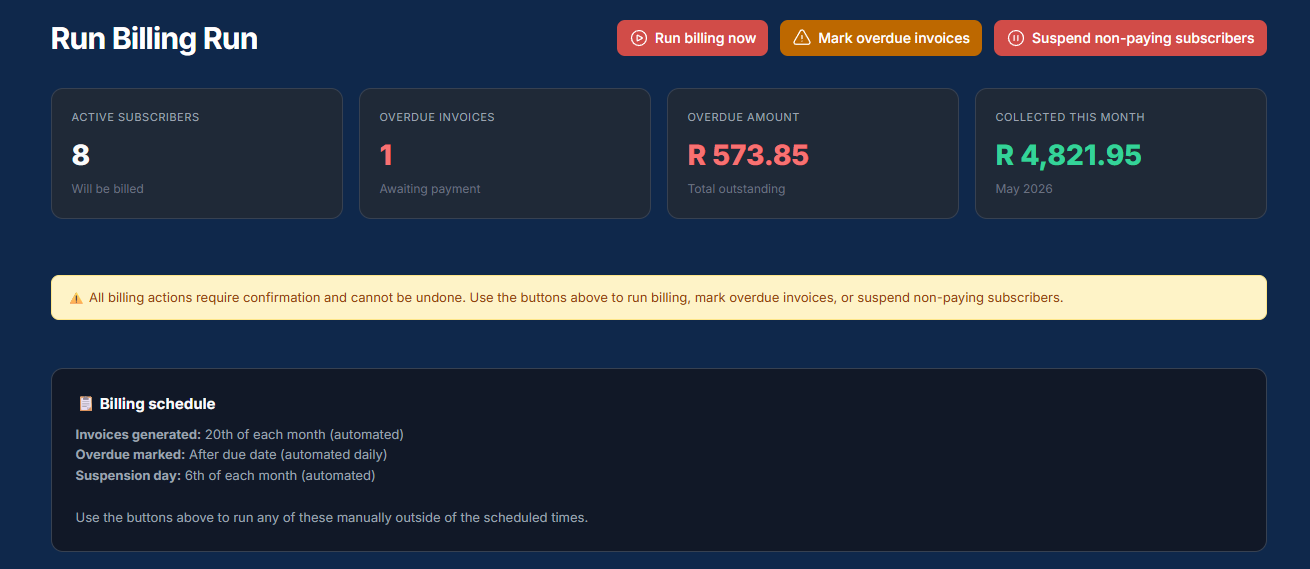 Vexar Billing Dashboard